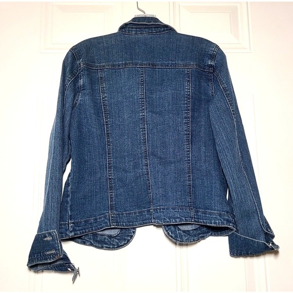 Charter Club Jean Shop Denim Jacket Size PS Blue Pockets Stretch Button Front - Picture 8 of 11